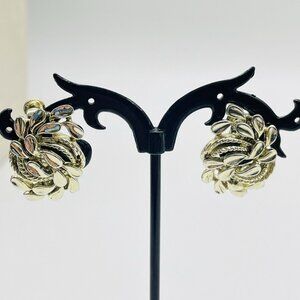 CORO Signed Gold Tone Swirl Clip On Earrings Vintage 1980s